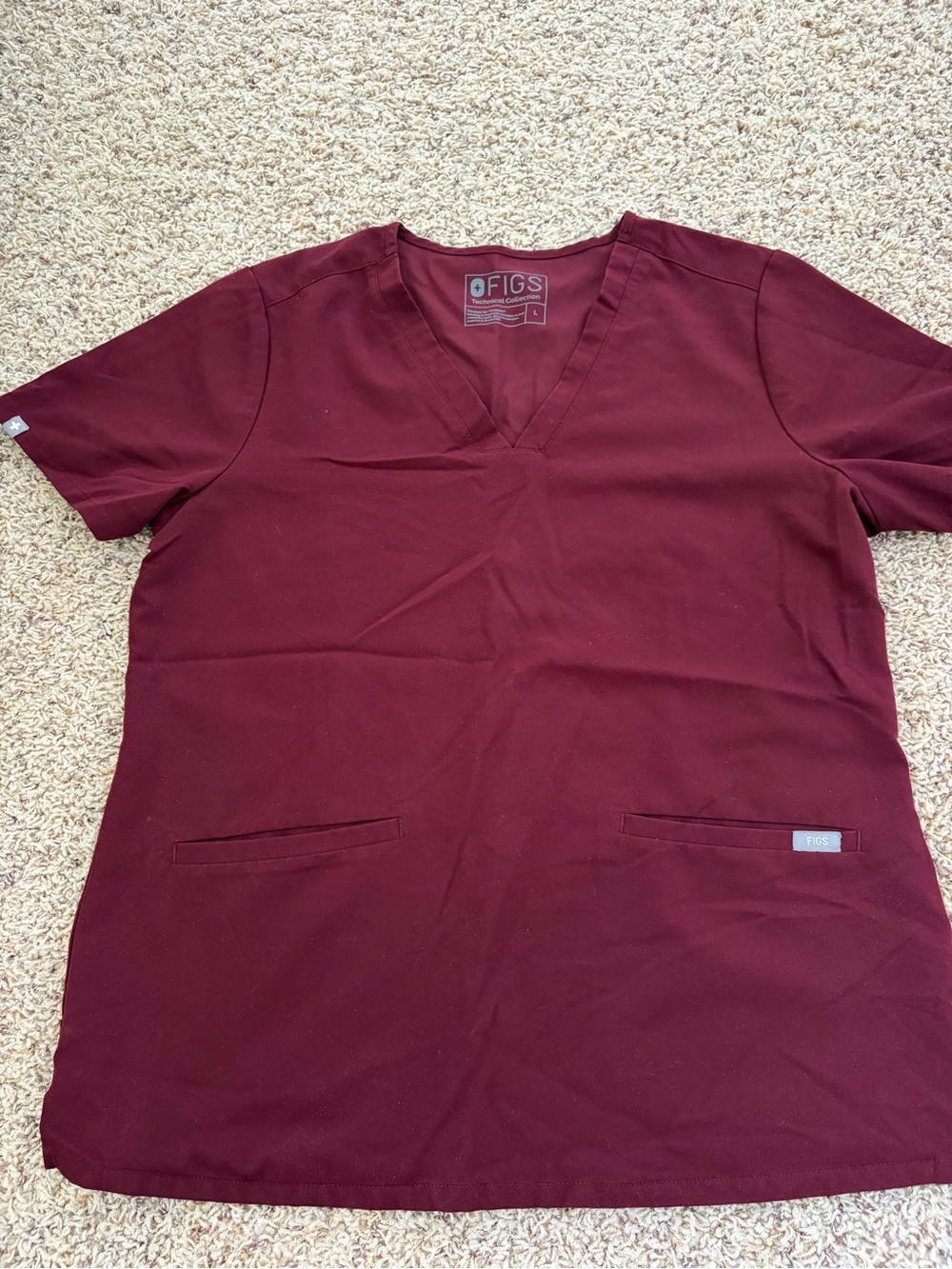Figs Casma scrub top, large, burgundy